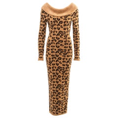 Azzedine Alaia leopard knit bateau-neck bodycon dress, fw 1991