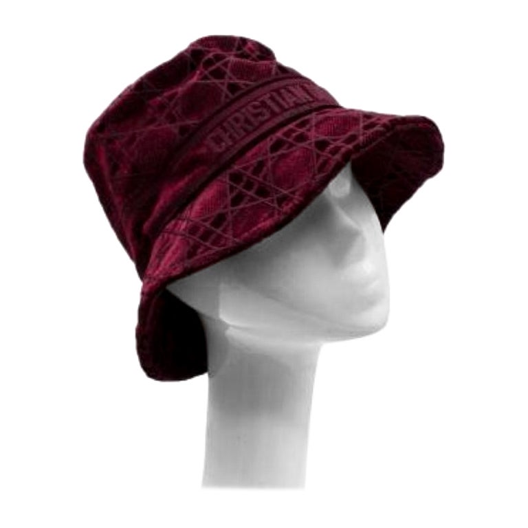 Dior Velvet D-Bobby Burgundy Bucket Hat - Size 57 For Sale
