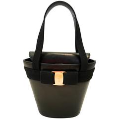 Ferragamo Black Purse with Gold Tone Hardware 1