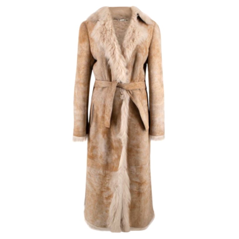 Gucci Suede and Shearling Long Belted Coat For Sale at 1stDibs