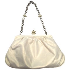 Used Herve Leger Pearl White Evening Bag