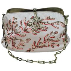 Valentino Garavani hand painted & beaded coral jewel evening bag
