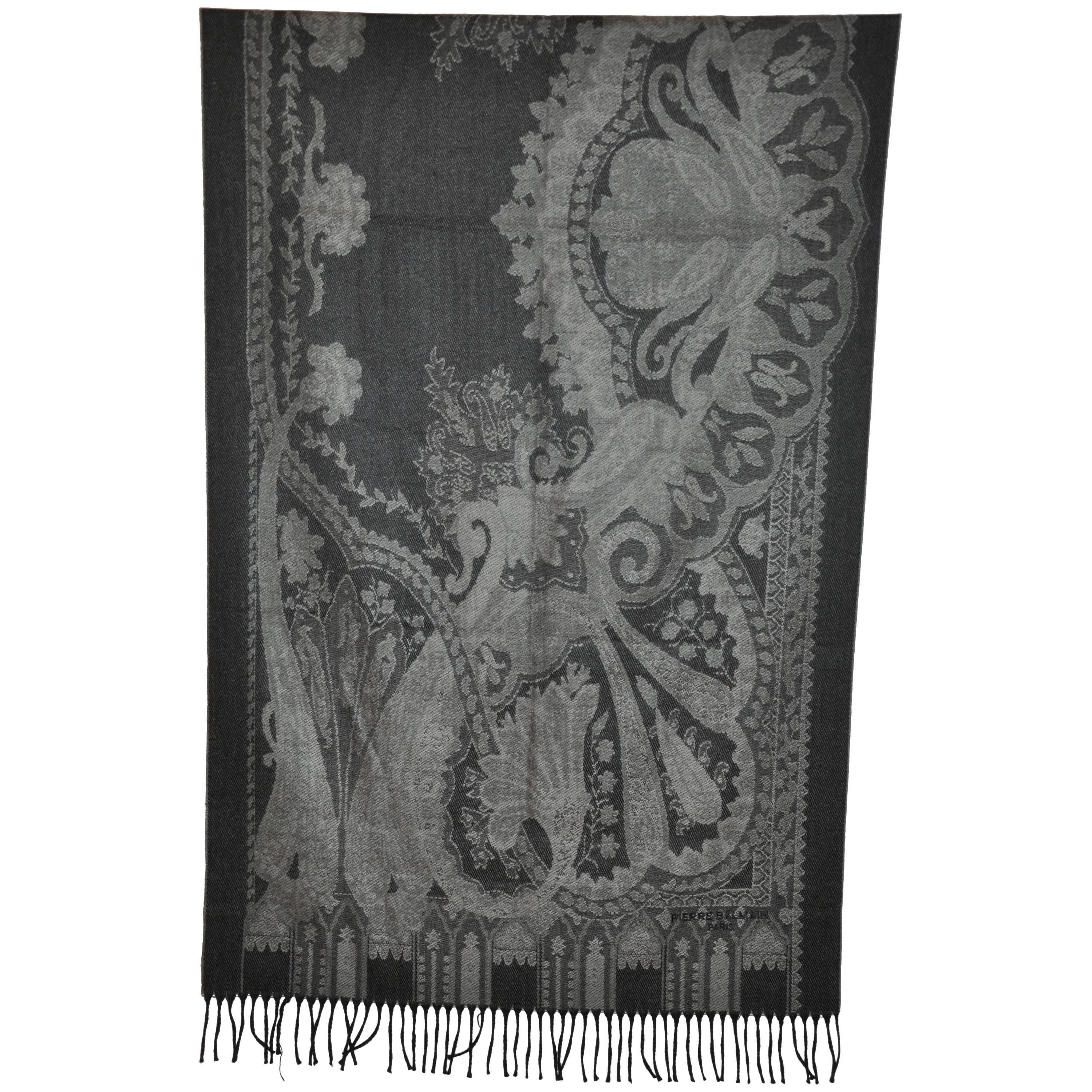 Pierre Balmain Wool & Cashmere "Shades of Grays" Fringed Scarf