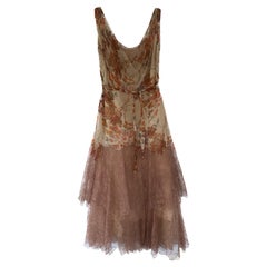 Vintage Jacques French Couture Silk Chiffon and Lace Tea Dress