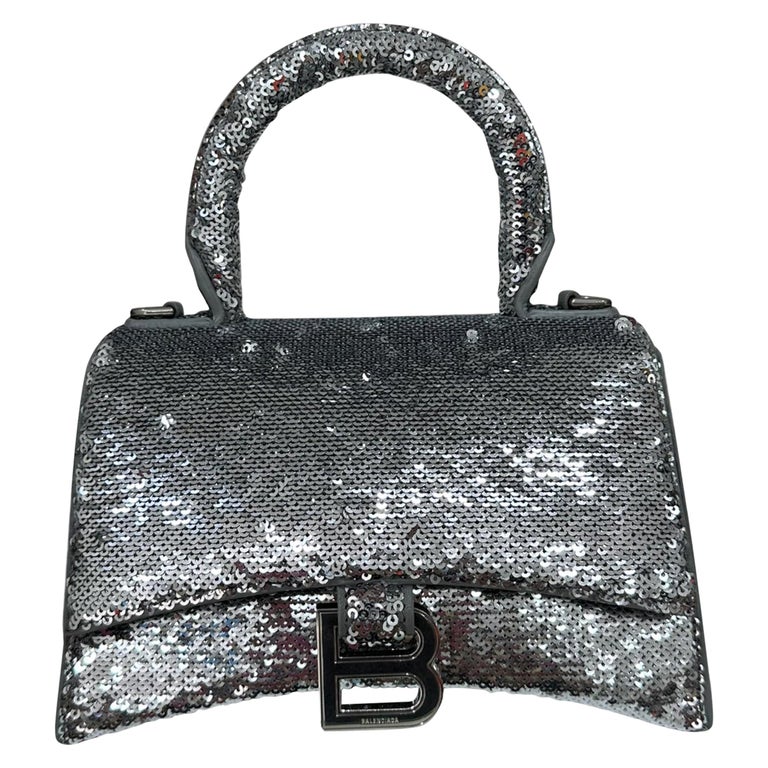 Balenciaga Hourglass Silver Sequins Leather Top Handle Bag For Sale at  1stDibs