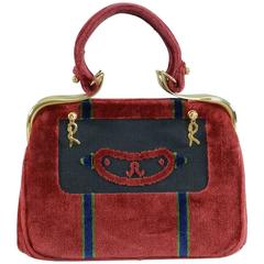 Vintage 1960
s Roberta di Camerino Vintage Cut Velvet Raspberry Bag Purse