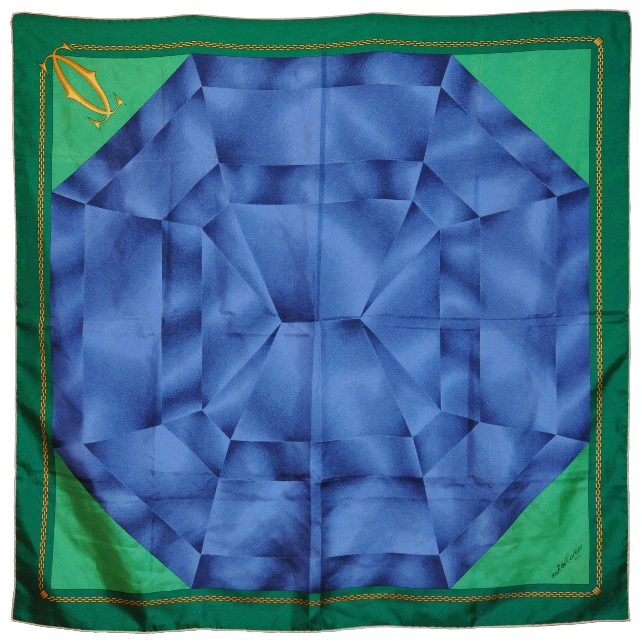 Cartier "Les Must be Cartier" "Sapphire" Silk Scarf For Sale