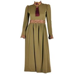 Late 1960s Geoffrey Beene Olive Green Dress 11