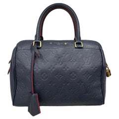 Louis Vuitton Speedy 25 Bandoulière Empreinte Blue Leather Top Handle Bag