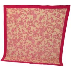 Rochas Huge Fuchsia Floral Silk Scarf