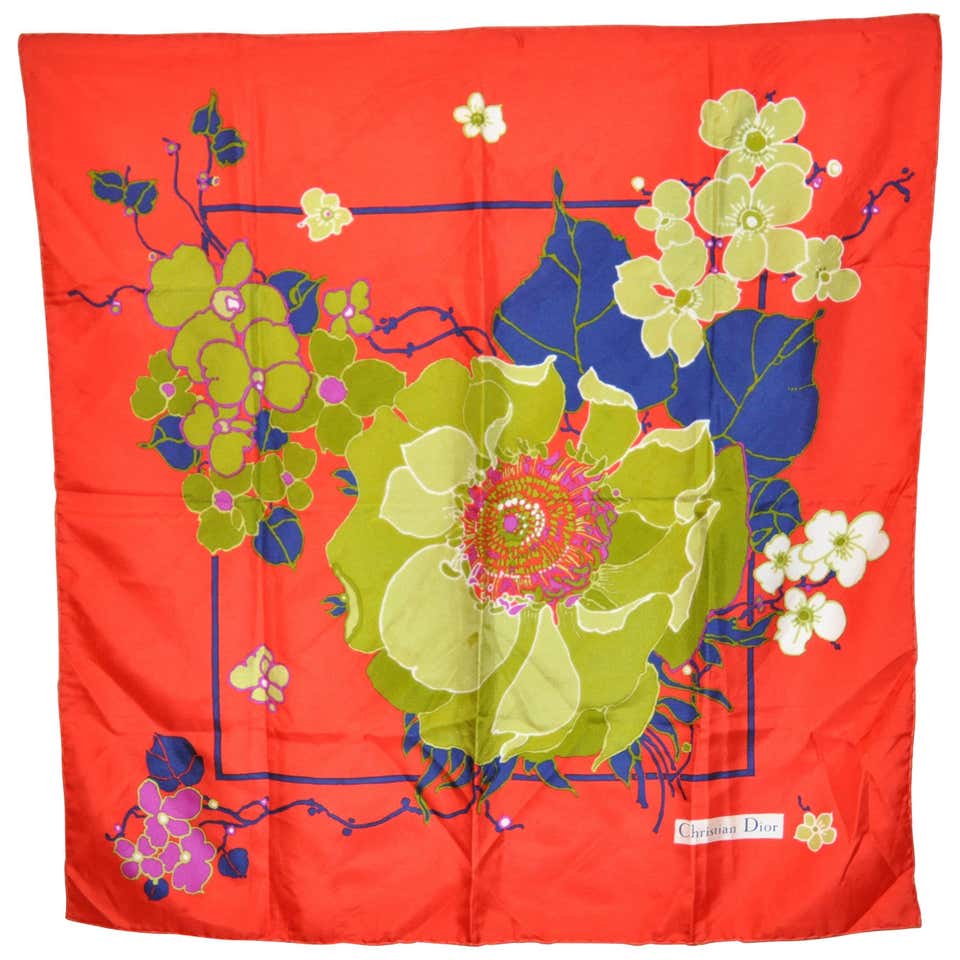 Christian Dior Signature Monogram Midnight Blue with Red Silk Scarf For ...