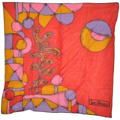 Vintage Rare Georgio Sant' Angelo Bold Abstract Cotton Scarf