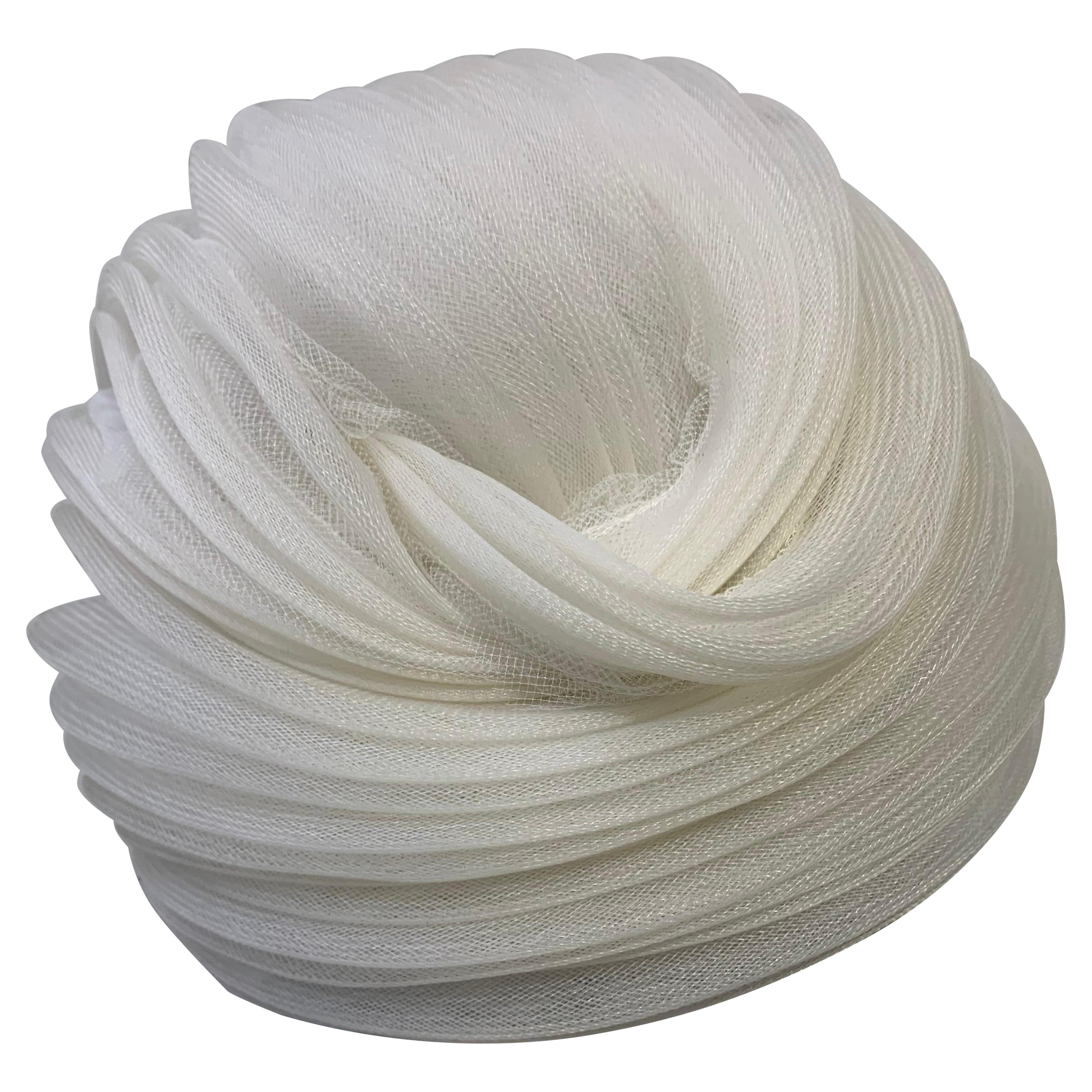 1960s Christian Dior Dramatic Snow White Coiled Tulle Turban 