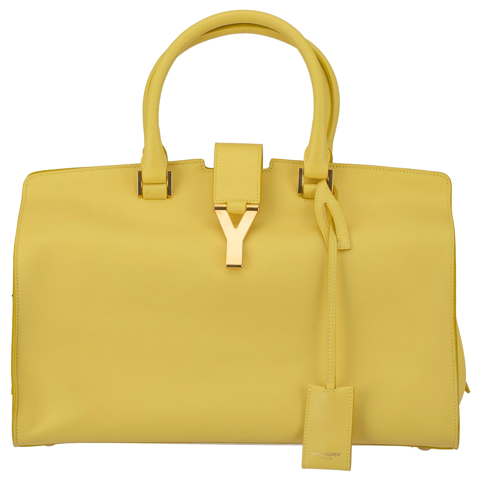 Yves Saint Laurent Cabas Chyc Tote Yellow Aged Gold Hardware For Sale