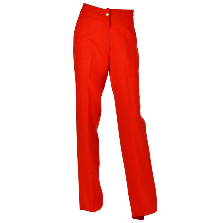 Roberta di Camerino Vintage Red Wool Trousers For Sale at 1stdibs