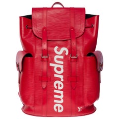Rare LV X Supreme Christopher limited edition backpack in Red epi leather, SHW