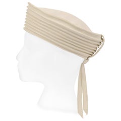1960s Ted Lapidus Bone White Leather Hat