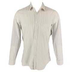 ERMENEGILDO ZEGNA Größe M Weiß gestreift Baumwolle Button Up Langarmhemd