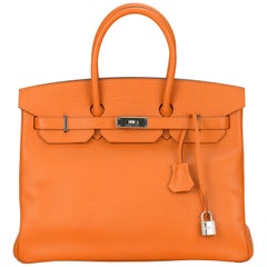 Hermès Birkin 35 Orange Epsom Leather with Palladium Hardware