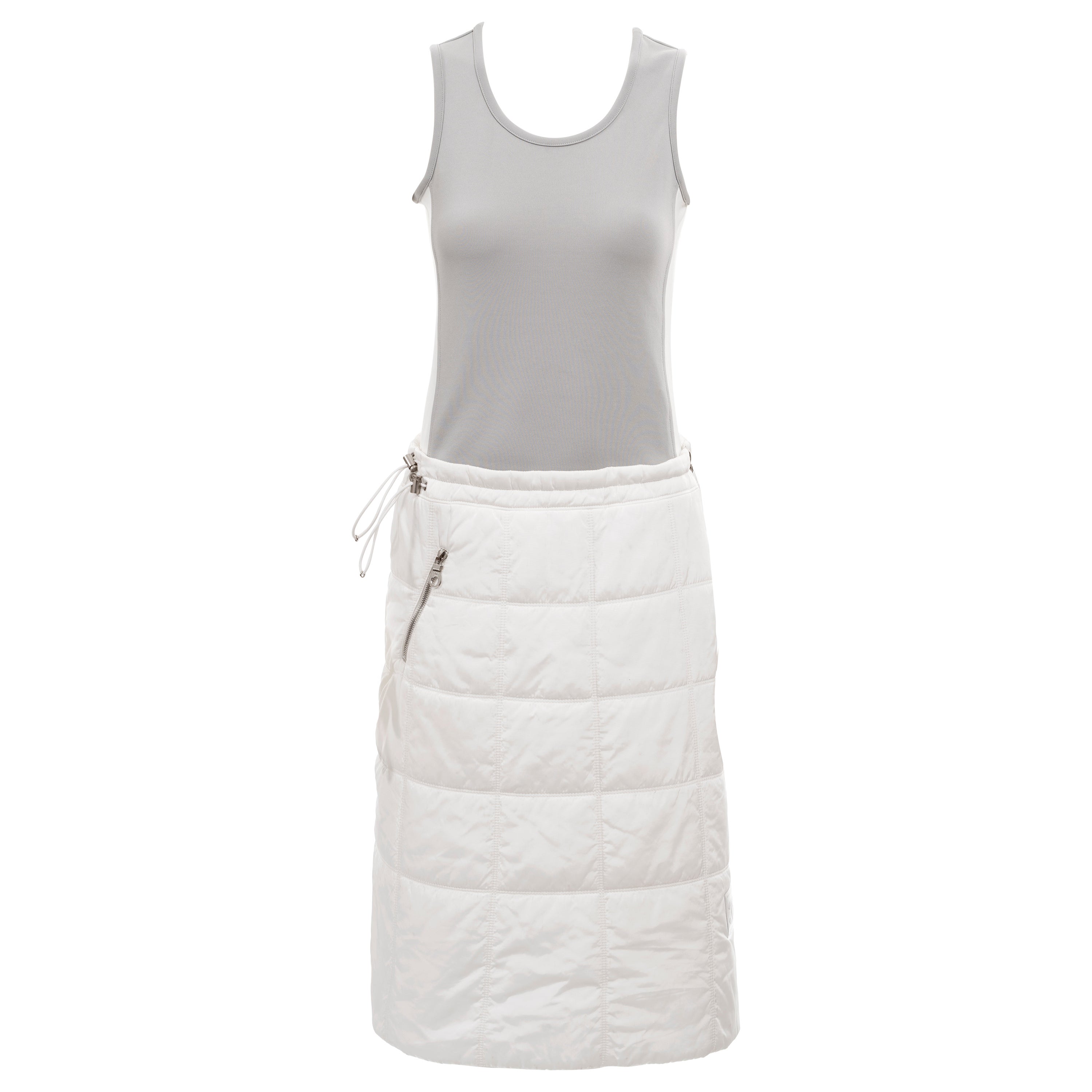 Chanel by Karl Lagerfeld white quilted nylon skirt and sports vest, ss 2001 For Sale