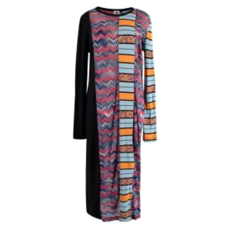 Missoni M Collection Panelled Zig Zag Knit Midi Dress For Sale