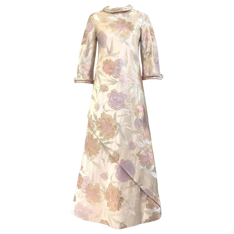 1960s CARDINALI silk brocade jacquard dress For Sale
