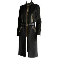 Livraison gratuite : Tom Ford Gucci FW 2001 Collection Black Wool Cashmere Coat ! IT 44