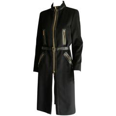 That Heavenly Tom Ford Gucci FW 2001 Collection Black Wool Cashmere Coat! IT 42