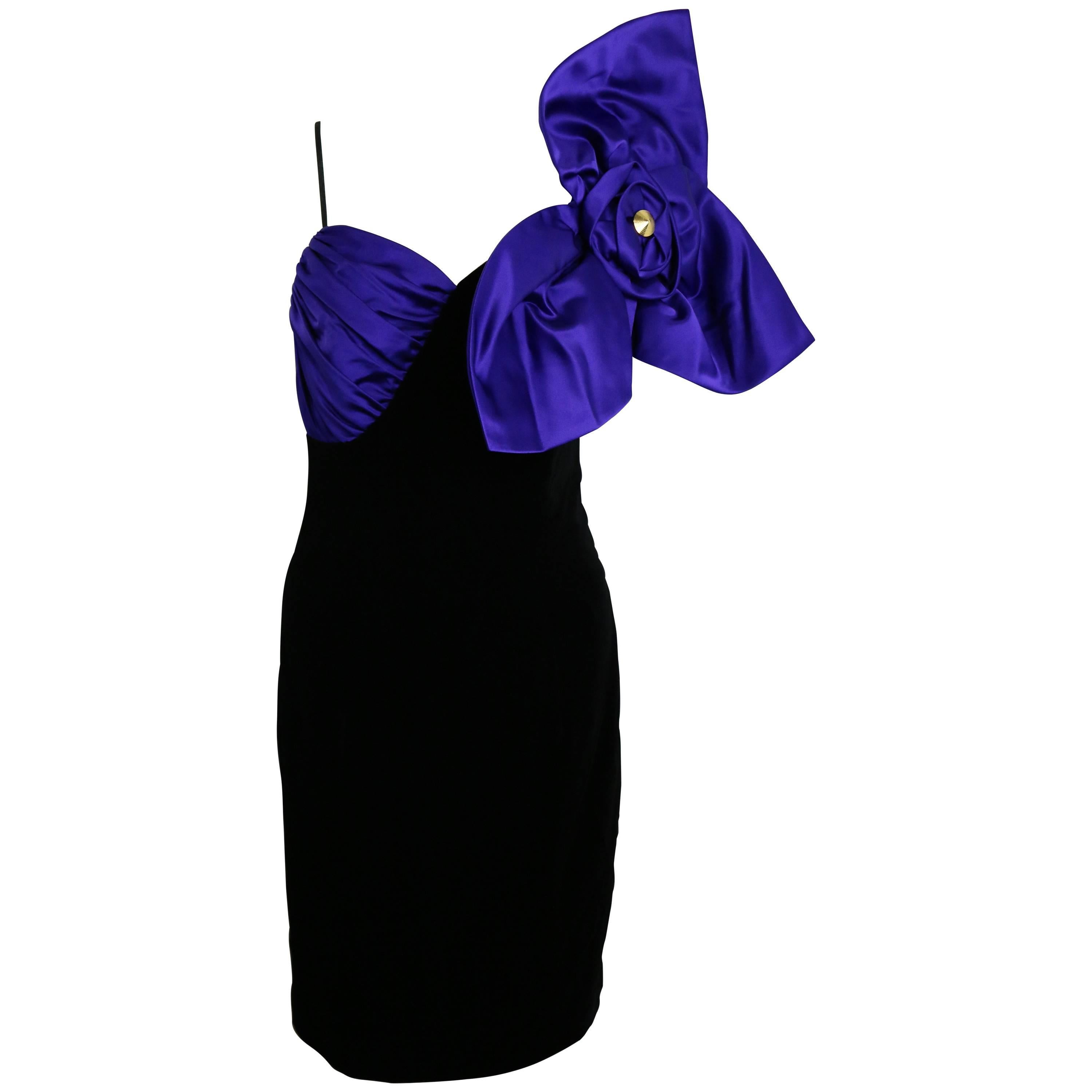 John & Pill 80s Black Velvet Party Dress