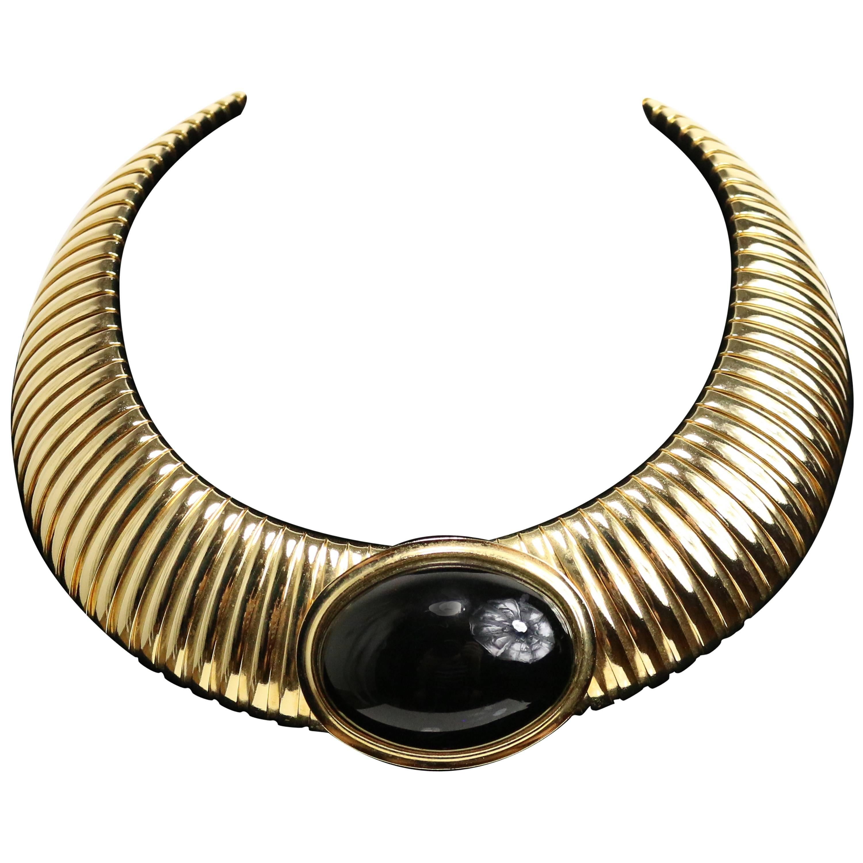Vintage Gold Toned Hardware Choker Necklace For Sale