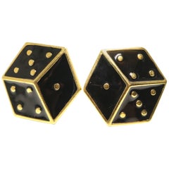 Escada Black Dice Clip On Earrings