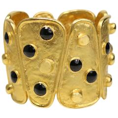 Vintage 80s Black and Gold Metal Wild Cuff Bracelet 5