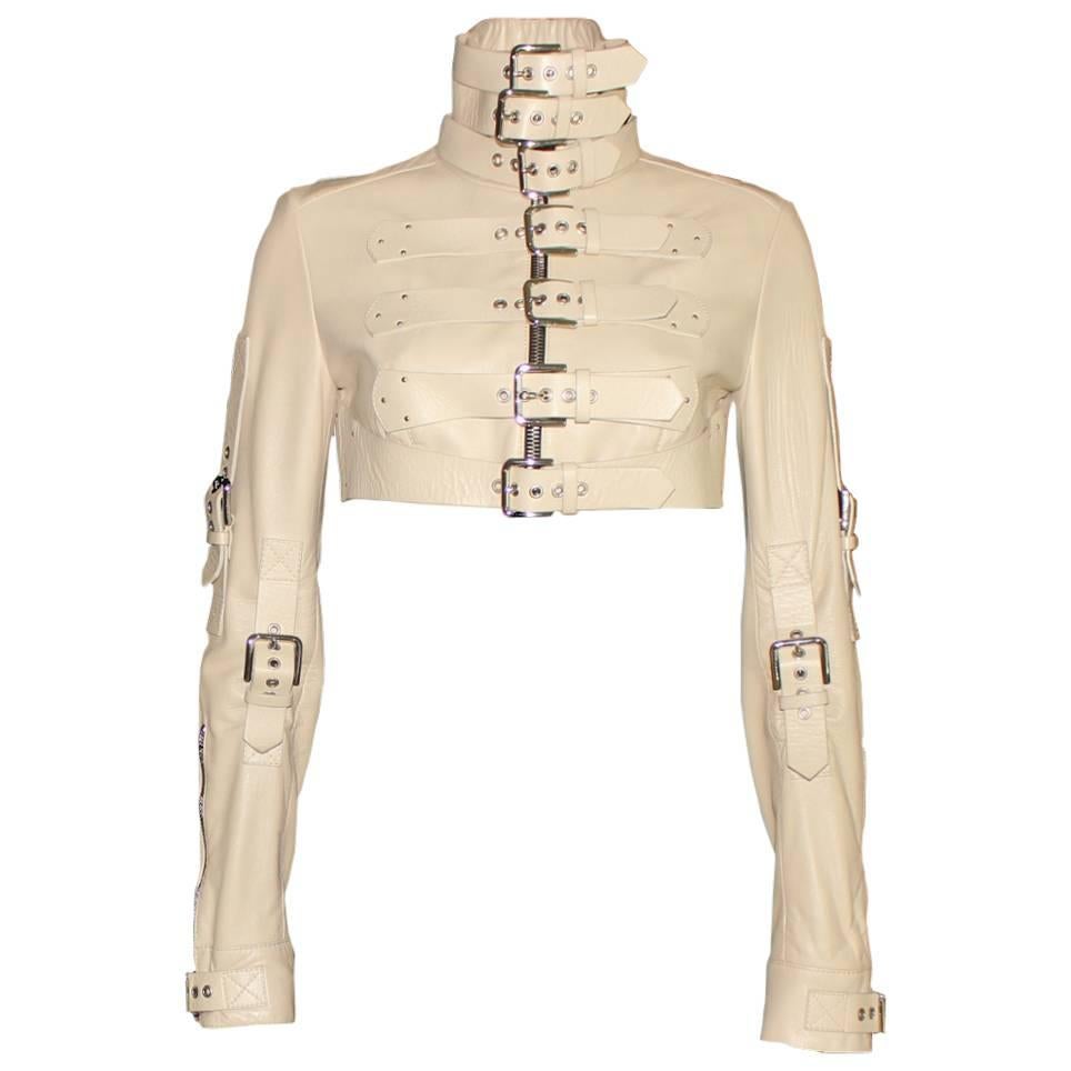 Stunning Dolce & Gabbana Bondage Buckle Leather Jacket 