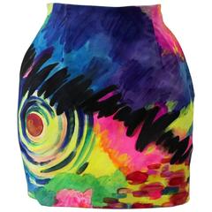 Unique Hand Painted Prototype Canvas Skirt From Gianni Versace