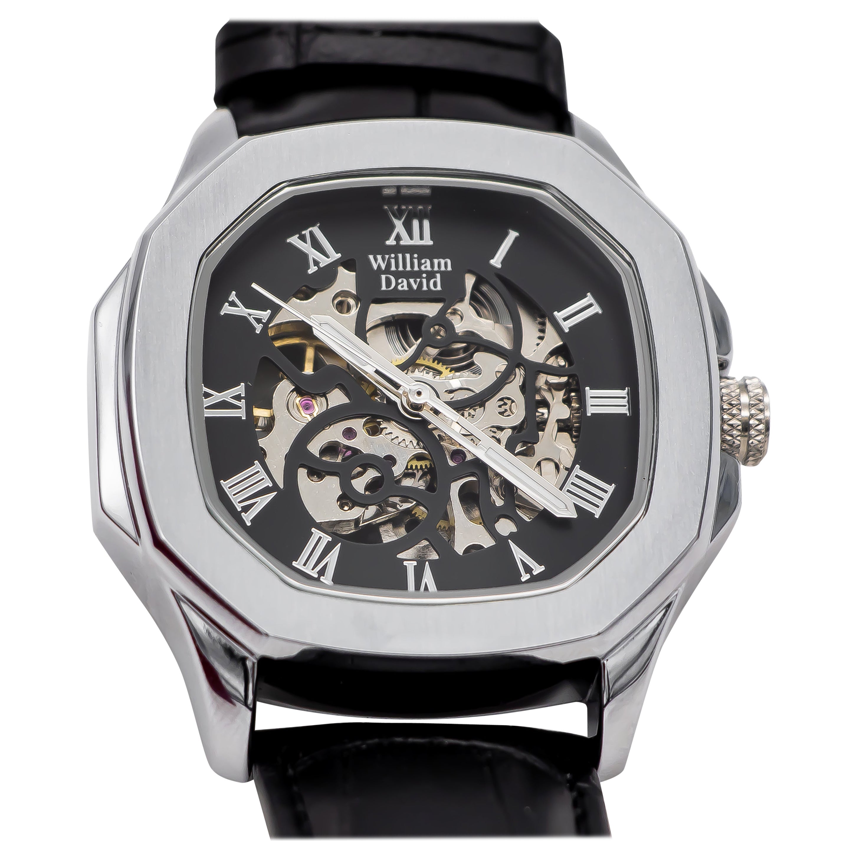 William David Watch Platinum Color Alloy & Stainless Steel 42mm For Sale