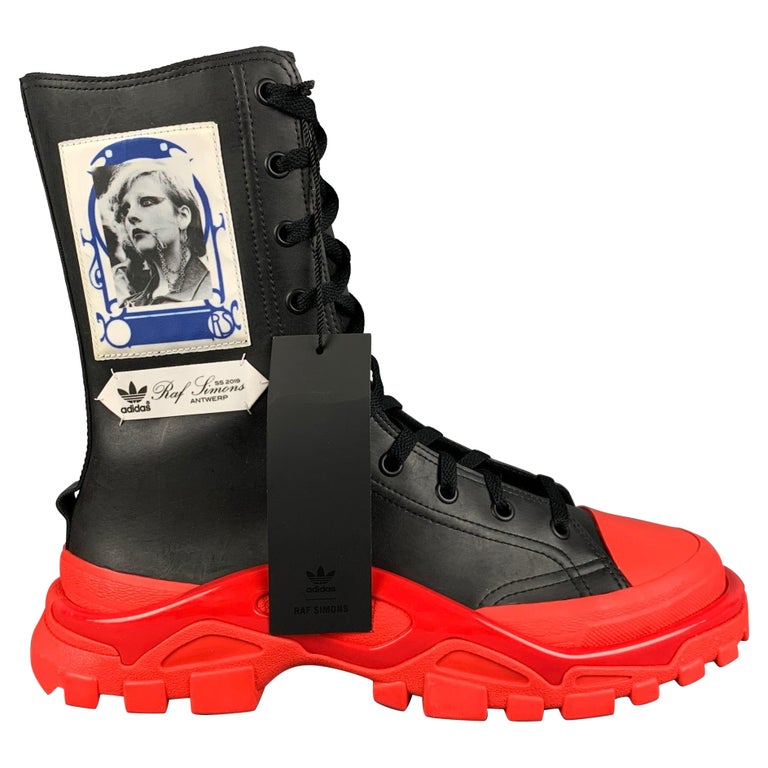 RAF SIMONS x ADIDAS SS 19 Size 9 Black Red Rubber Detroit High Boots For  Sale at 1stDibs