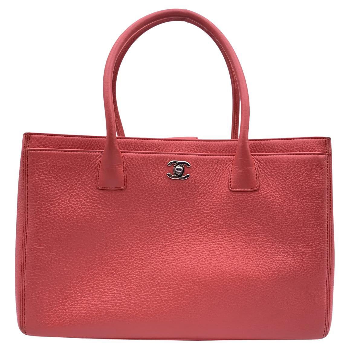 Chanel Pink Pebbled Leather Executive Tote Bag with Strap