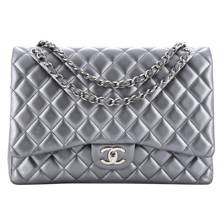 chanel silver classic flap bag