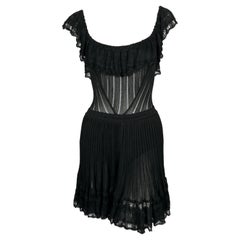  1992 AZZEDINE ALAIA black lace RUNWAY dress with bustle