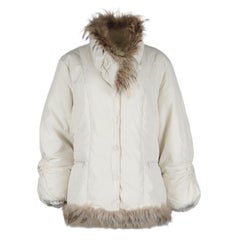 Marina Rinaldi Fur Trimmed Quilted Padded Shell Jacket Uk 18