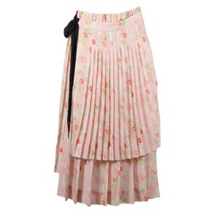 Simone Rocha Pleated Floral Print Crepe Midi Skirt Uk 10