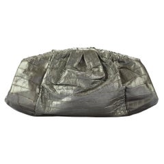 Used Nancy Gonzalez Gathered Metallic Crocodile Clutch