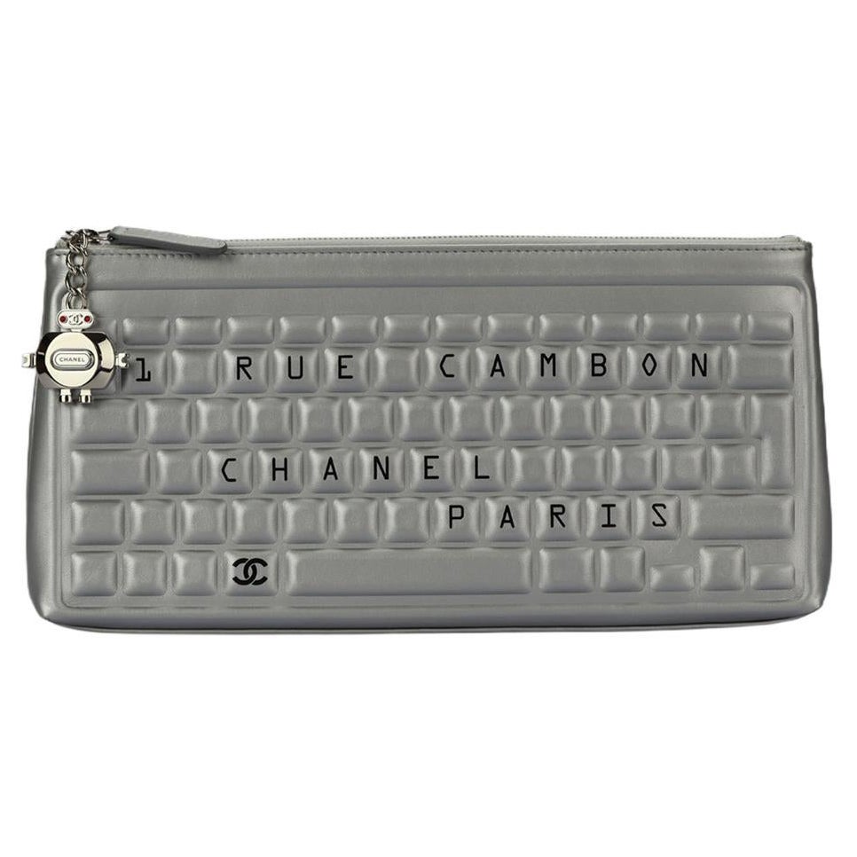 Chanel 2017 Keyboard Metallic Leather Clutch