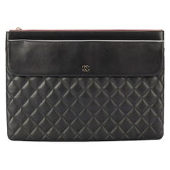 Chanel 2017 Flp O-case Large Quilted Leather Clutch