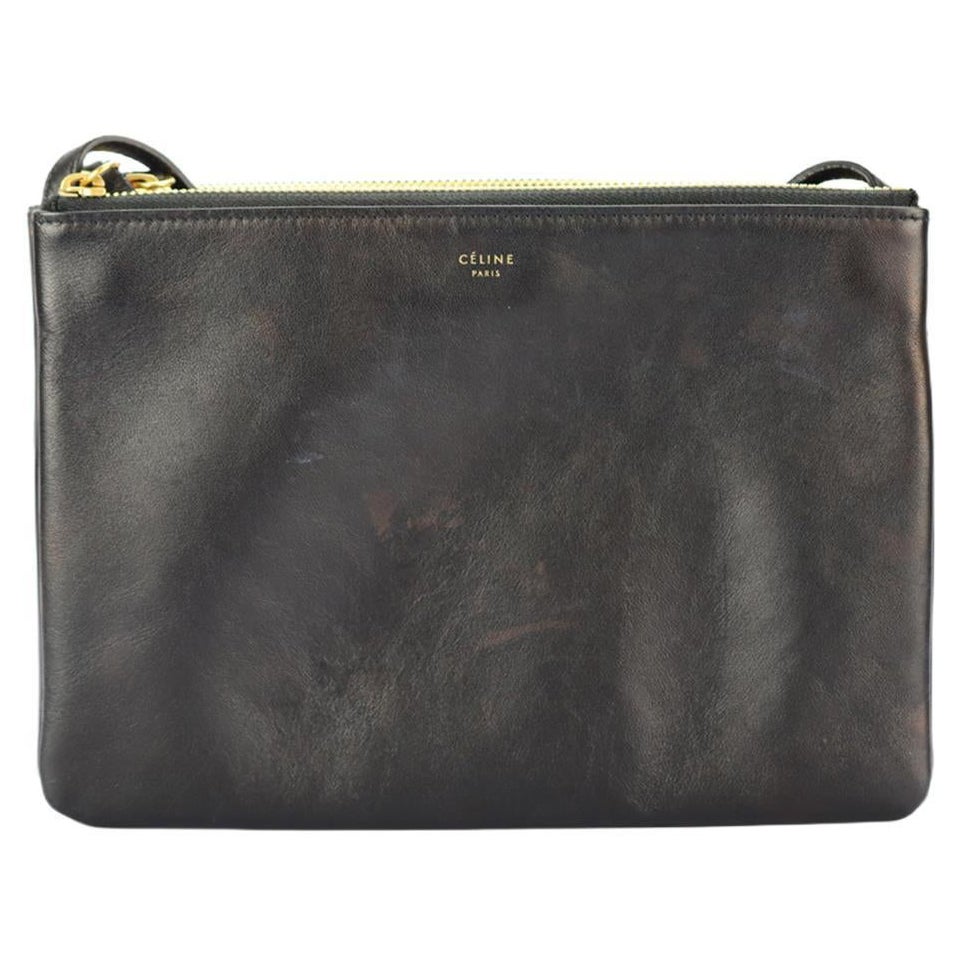 Celine Trio Leather Shoulder Bag For Sale