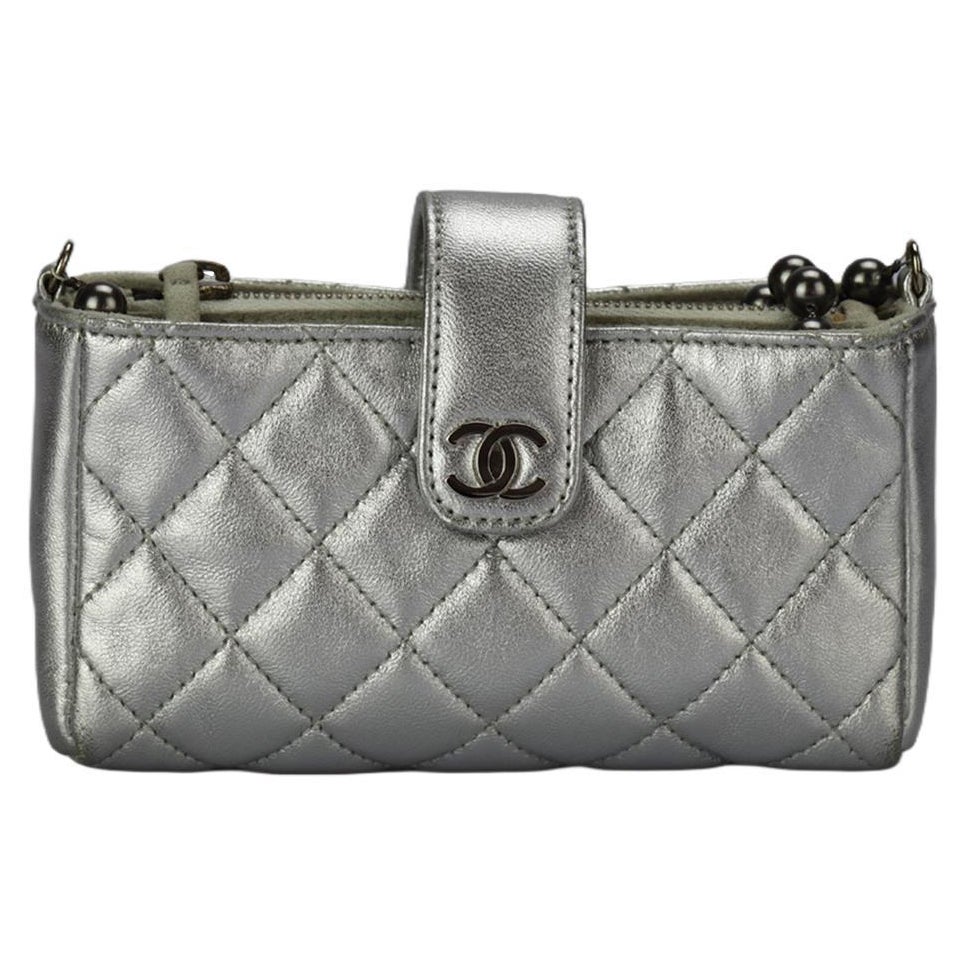 Chanel 2010 O-phone Holder Quilted Leather Shoulder Bag For Sale