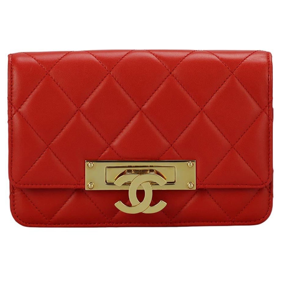 Chanel Bag Wallet On Chain Black Lambskin Rose Gold Hardware New