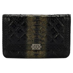 Chanel 2014 Boy Wallet On Chain Quilted Python Shoulder Bag