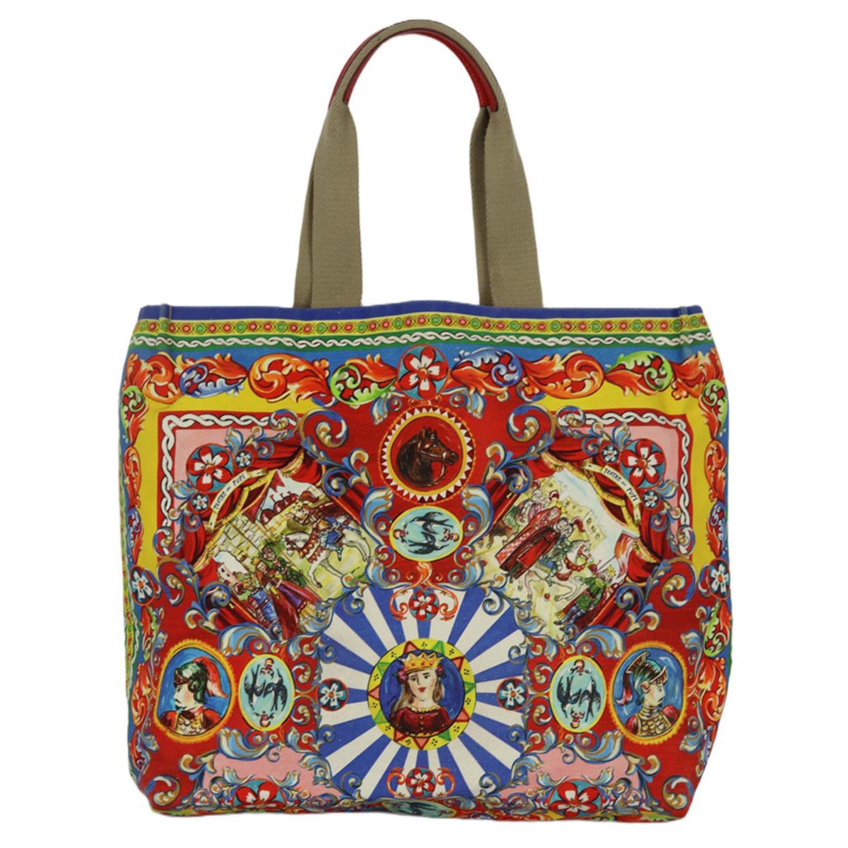Dolce And Gabbana Maria Printed Canvas Tote Bag