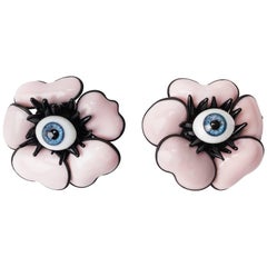 Antique MWLC Surrealist Pink Poppy Earrings